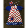 new design fashion July 4th Patriotic Baby Dress Red Chevron Navy Polka Dot Cotton Summer Boutique Dresses for kids girls